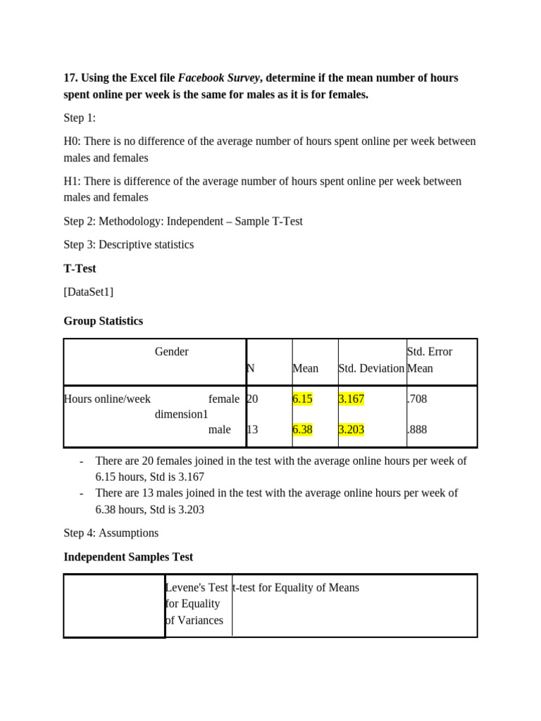 Exercise 17 - 30 | PDF | Student's T Test | Statistics