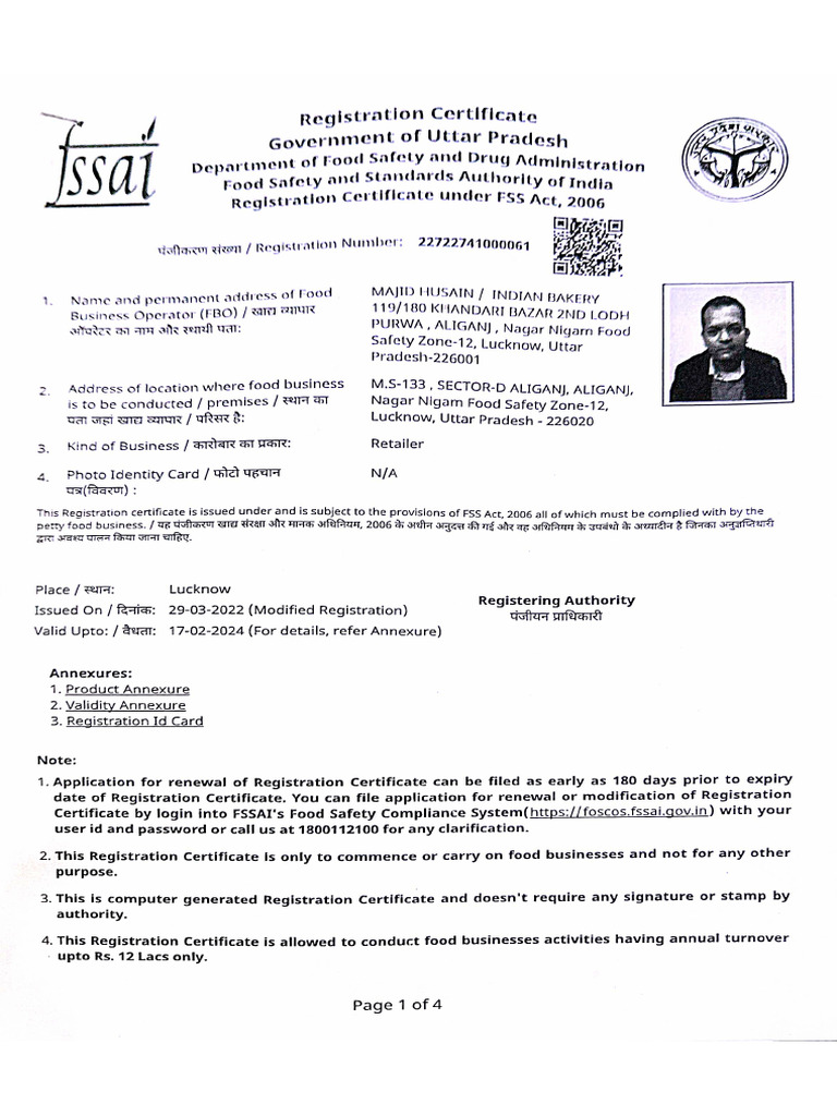 Old Food License | PDF