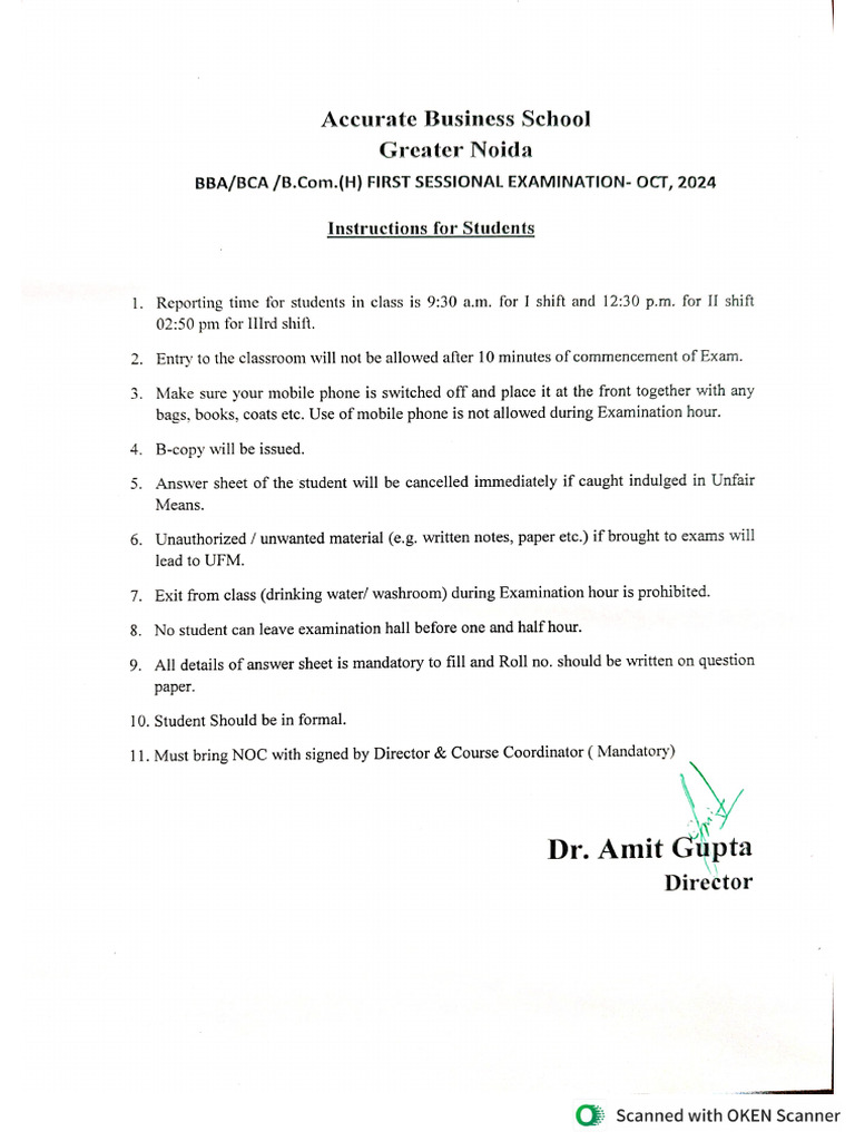 Instructions For Students 1 | PDF