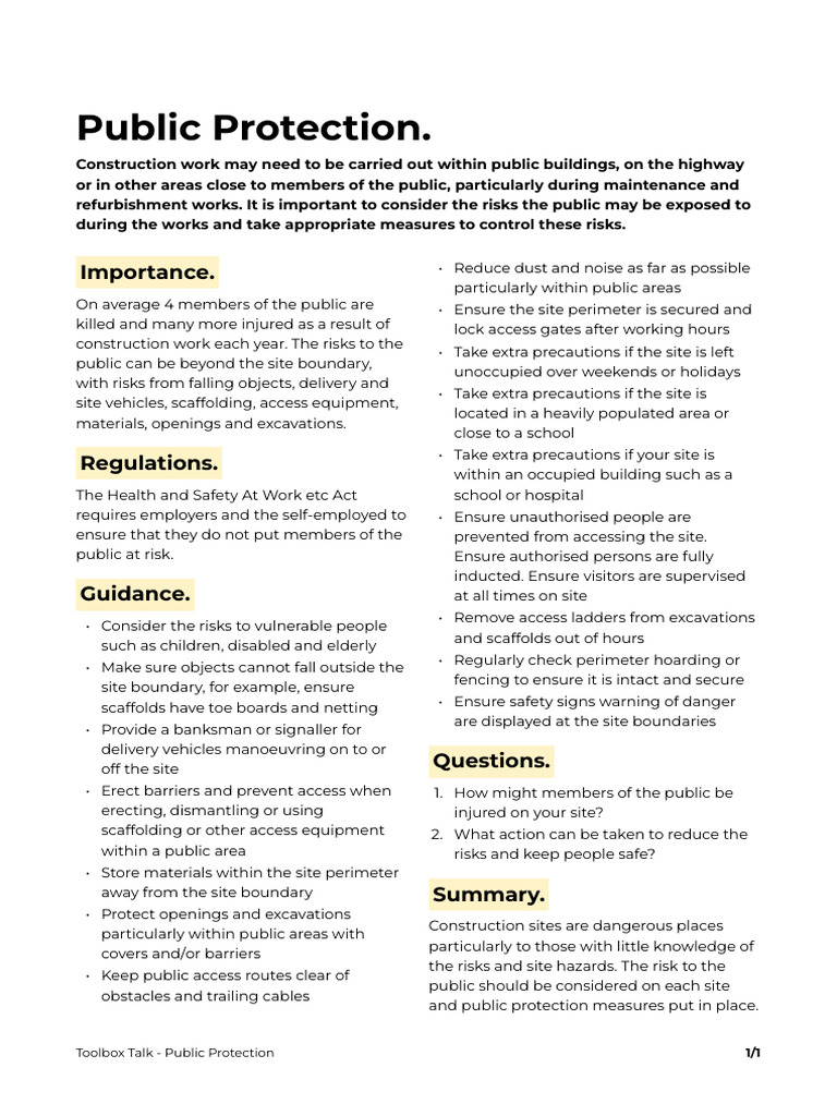 TBT Public Protection | PDF | Occupational Safety And Health | Safety