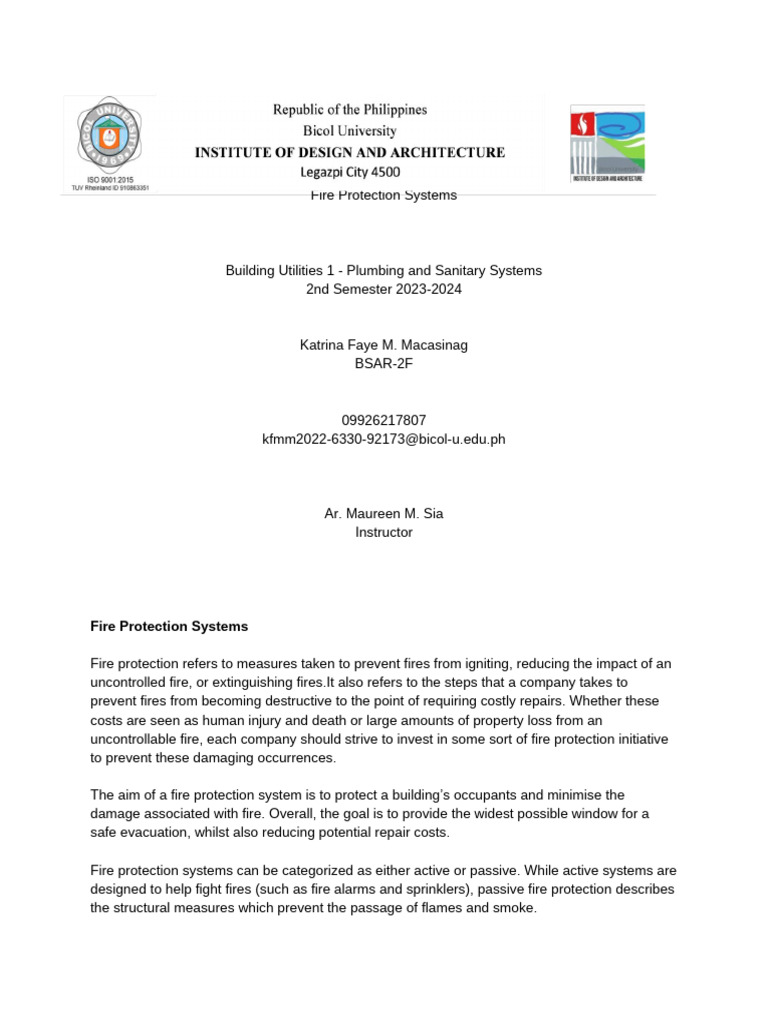 Fire Protection Systems Overview | PDF | Fire Safety | Firefighting