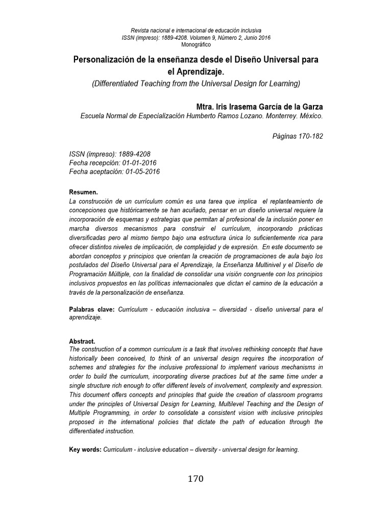 Personalización de La Enseñanza Desde El Diseño Universal para | PDF ...