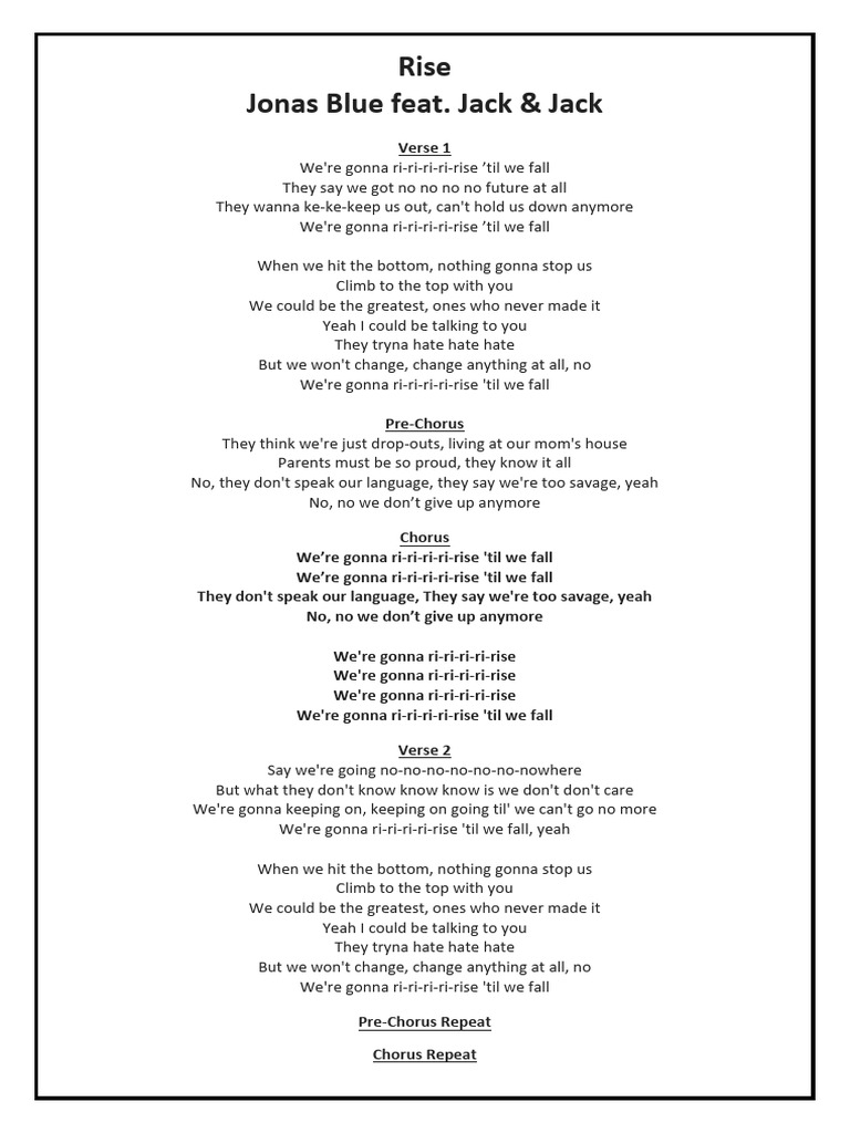 Choir - Rise Lyrics | PDF