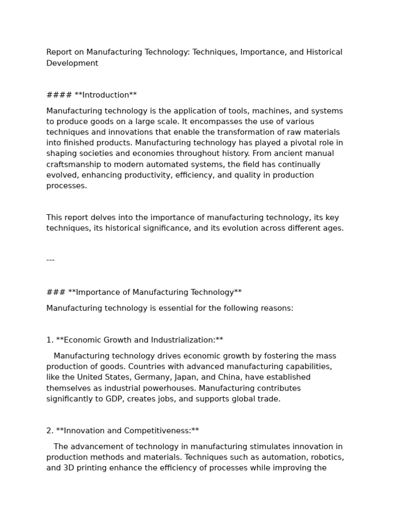 Manfacturing Report | PDF | Automation | 3 D Printing
