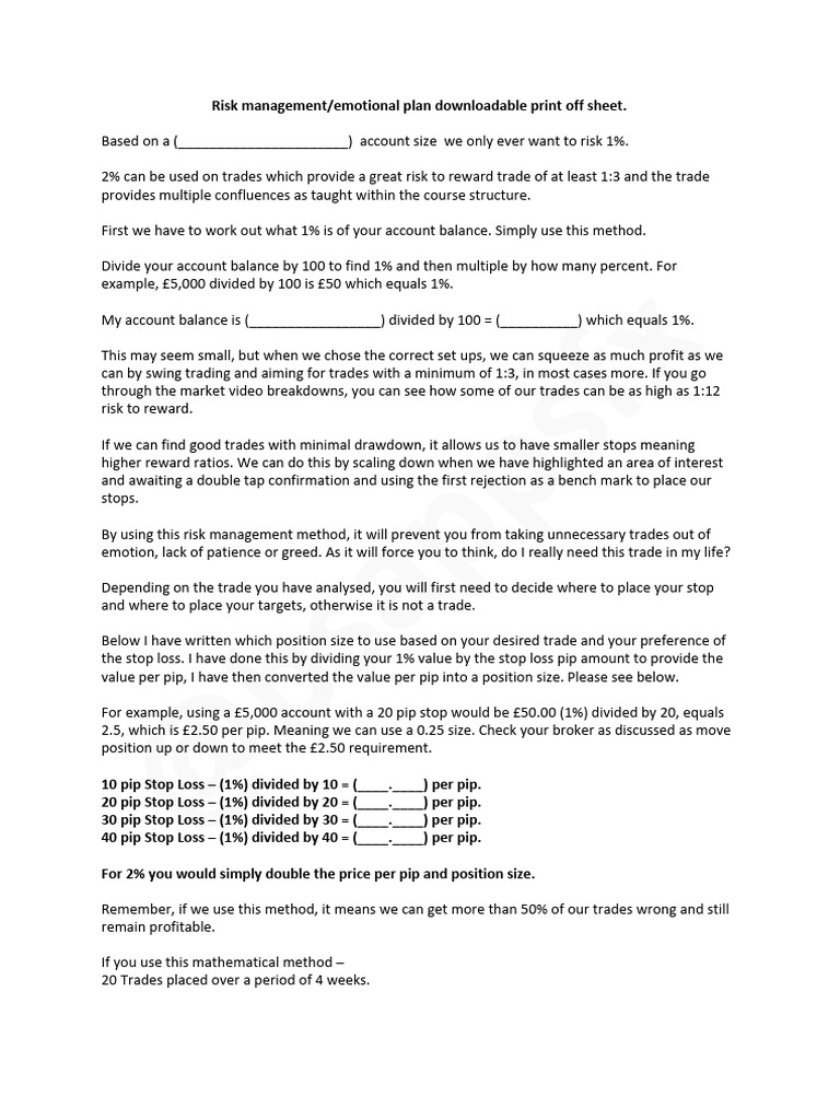 Risk management plan pdf order exchange risk