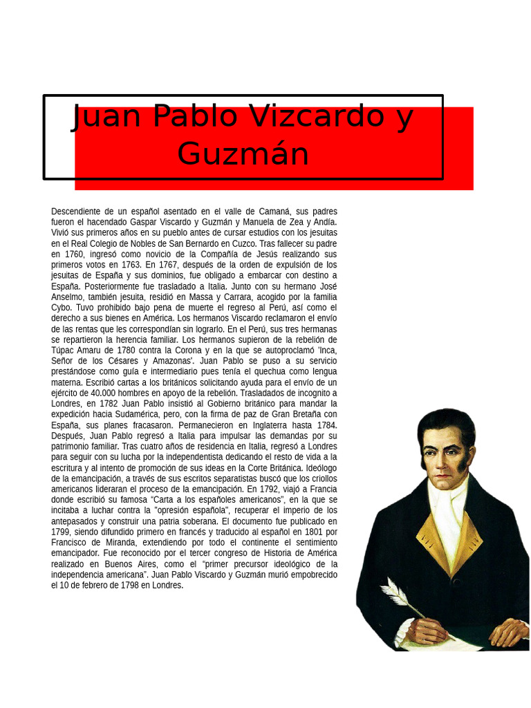 Juan Pablo Vizcardo y Guzmán: Emancipador | PDF