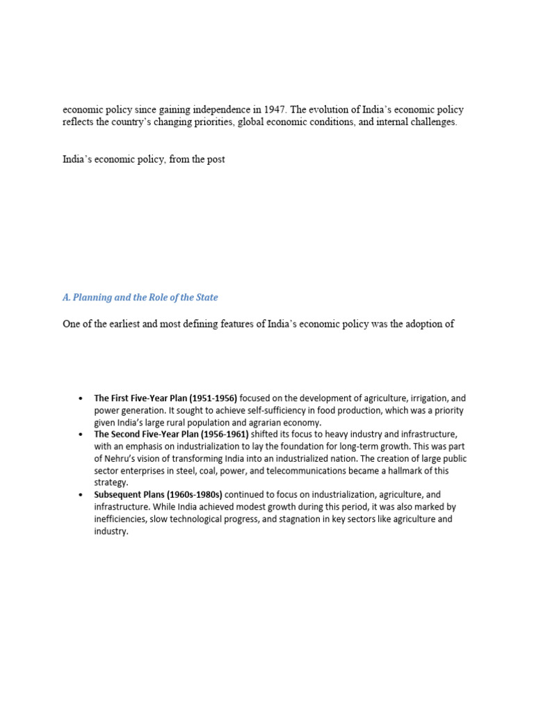 Economic Policy of India | PDF | Economies