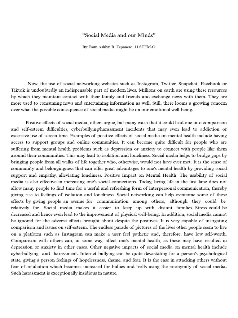Social Media and Our Minds | PDF | Popular Culture & Media Studies ...