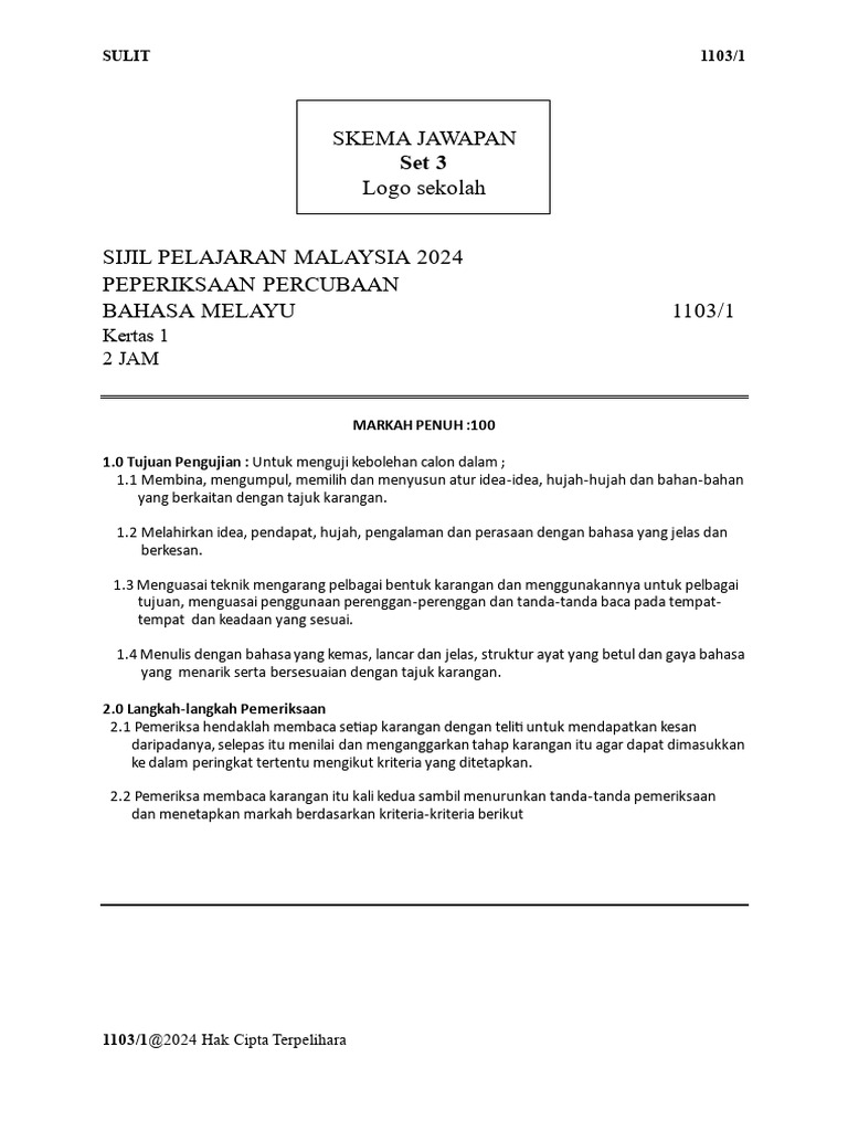 Trial Skema K1 BM SPM 2024 Johor_JB SET 3 PDF