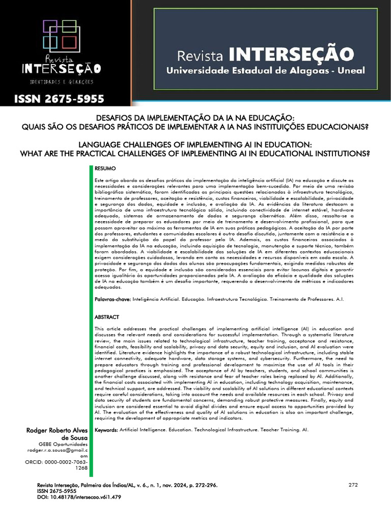 Desafios Da Implementacao Da IA Na Educacao Quais | PDF | Inteligência ...