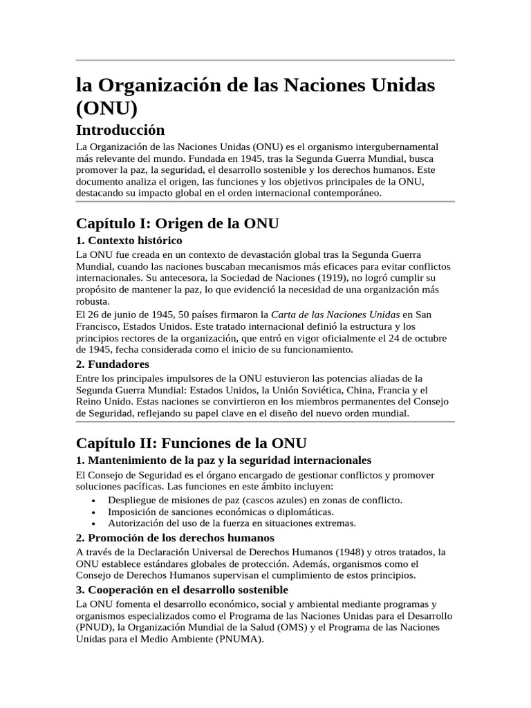 La Organización de Las Naciones Unidas | PDF | Naciones Unidas ...