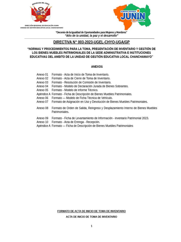 Normas para Inventario Educativo 2023 | PDF