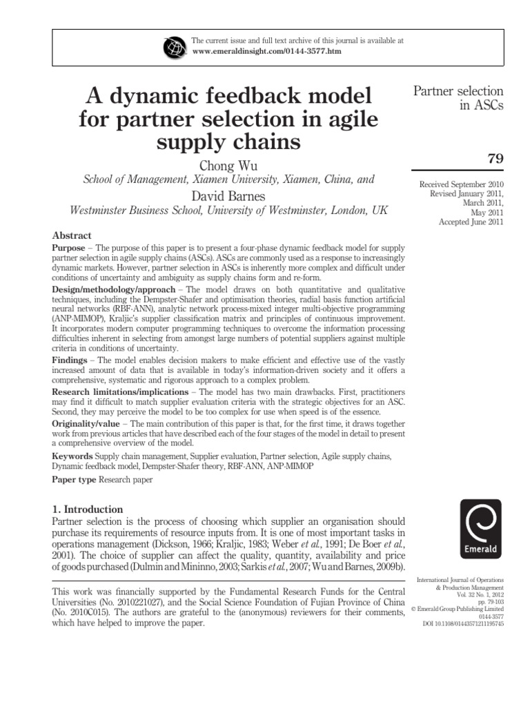 Wu Ve Barnes - 2012 - A Dynamic Feedback Model For Partner Selection in ...