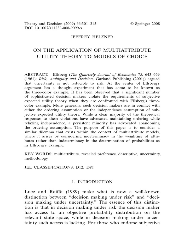 Multiattribute Utility Theory Insights | PDF | Decision Theory | Utility