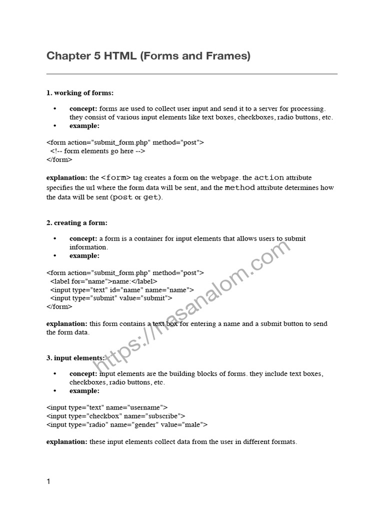 Chapter5 HTML Class10 | PDF | Password | Html