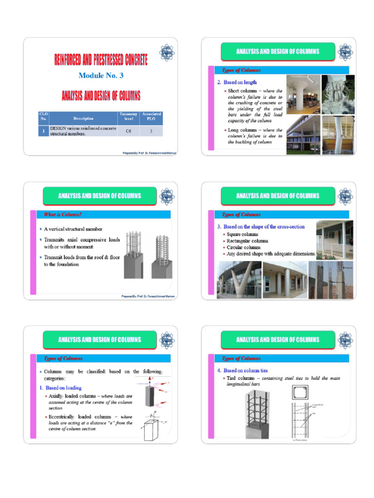 Module 3 (Analysis and Design of Columns) | PDF