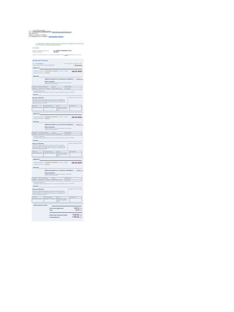 Reserva Hotel Ibis PDF Hotel Correo electrónico