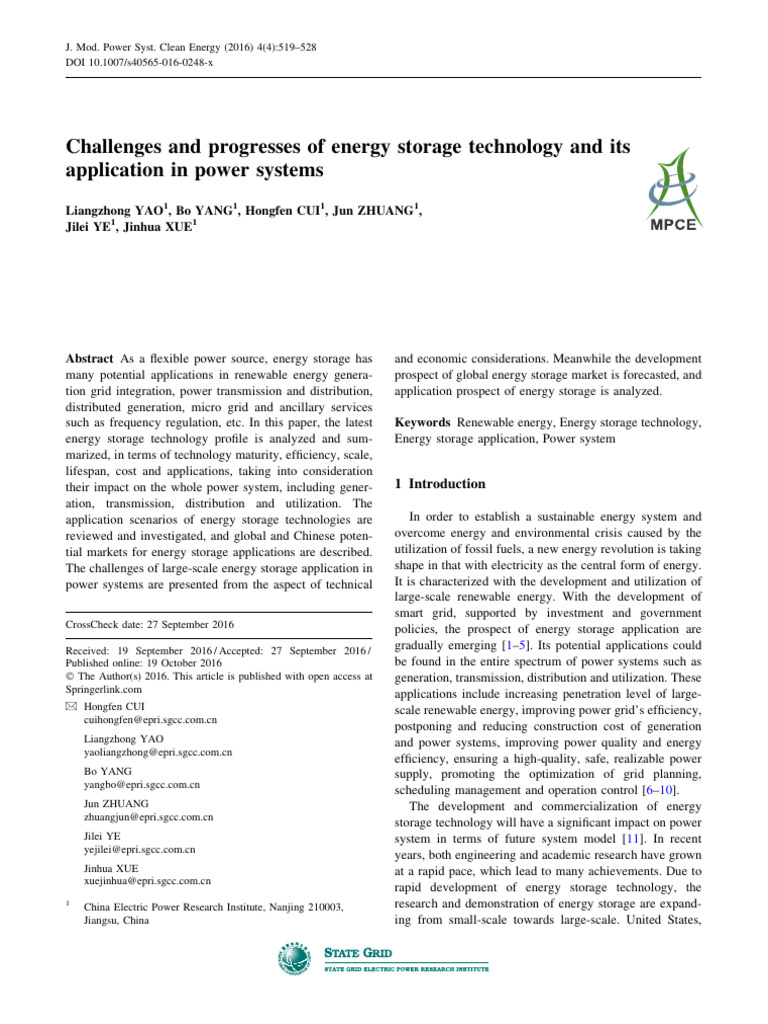 Energy Storage in Power Systems | PDF | Energy Storage | Distributed ...