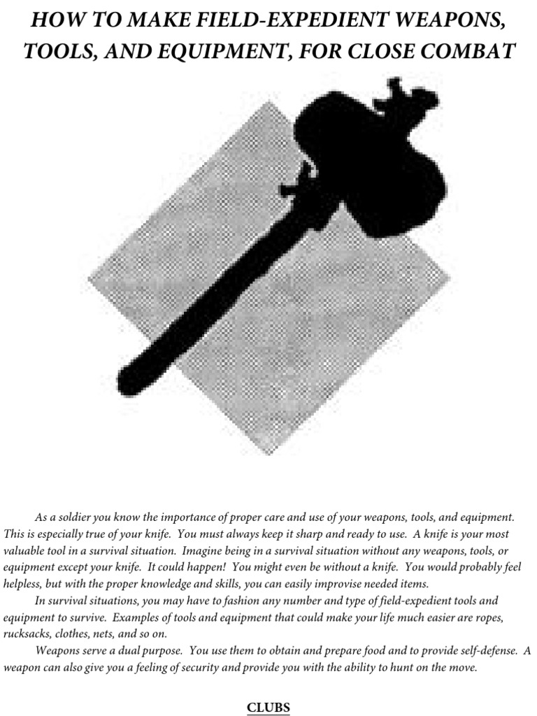 How To Make Field Tools For Close Combat | PDF