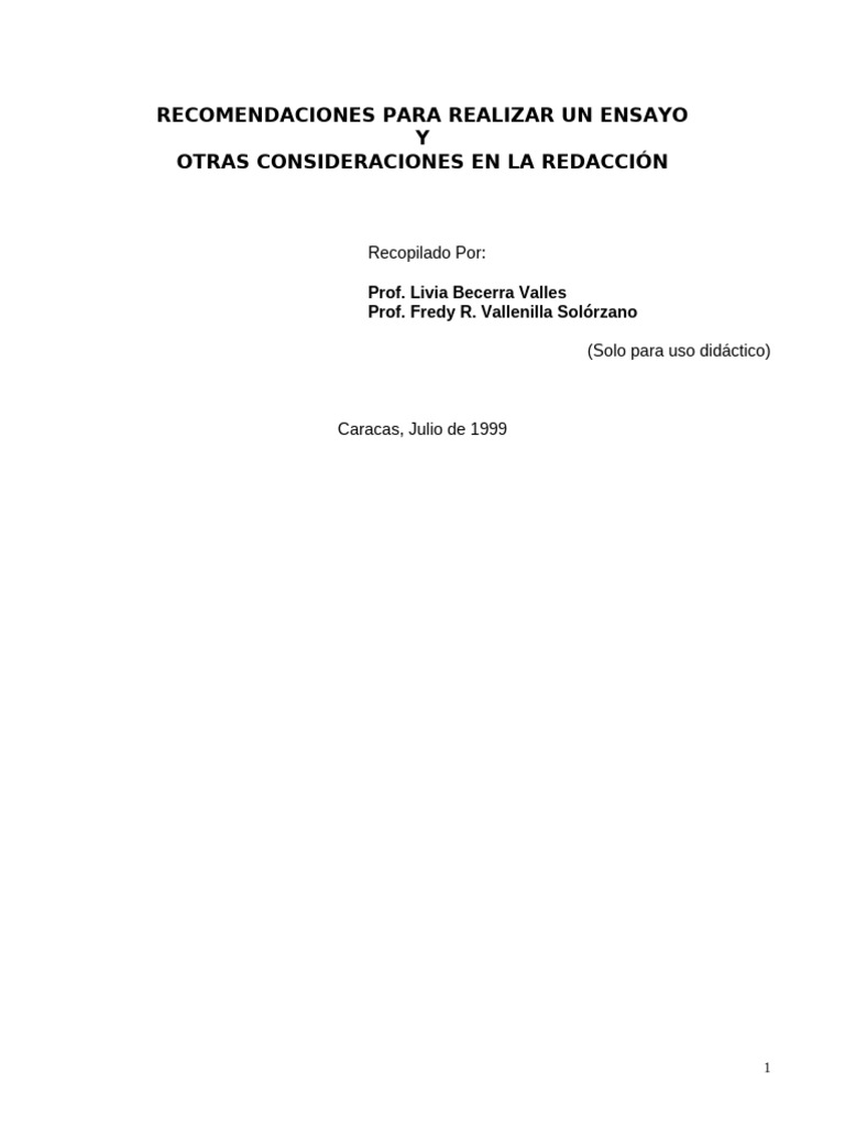 Recomendaciones para realizar un ensayo pdf ensayos verbo