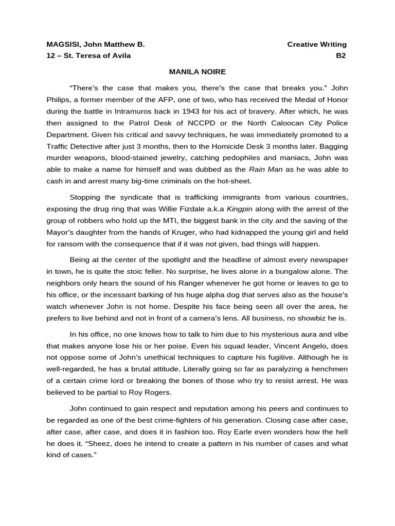Manila noire short story pdf