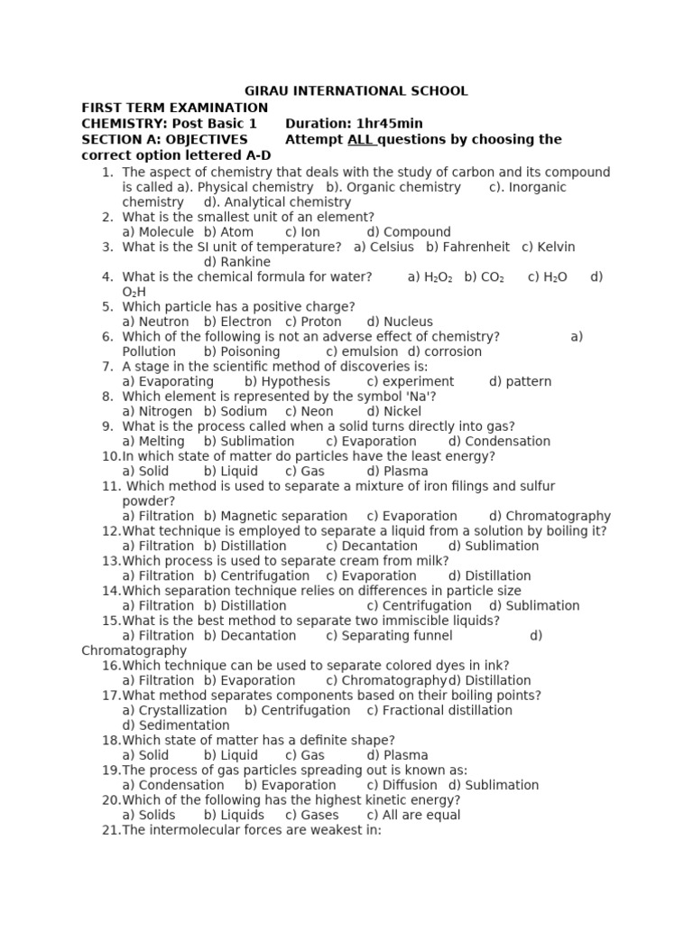 Chemistry post basic 1 pdf mixture chemistry
