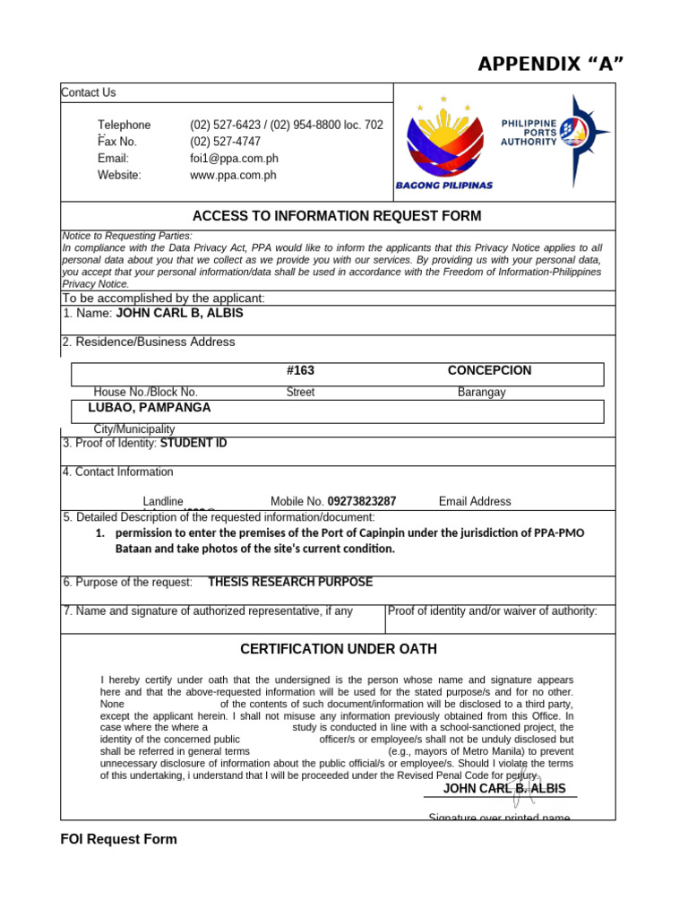 FOI Request Form Submission Guide | PDF | Identity Document | Privacy