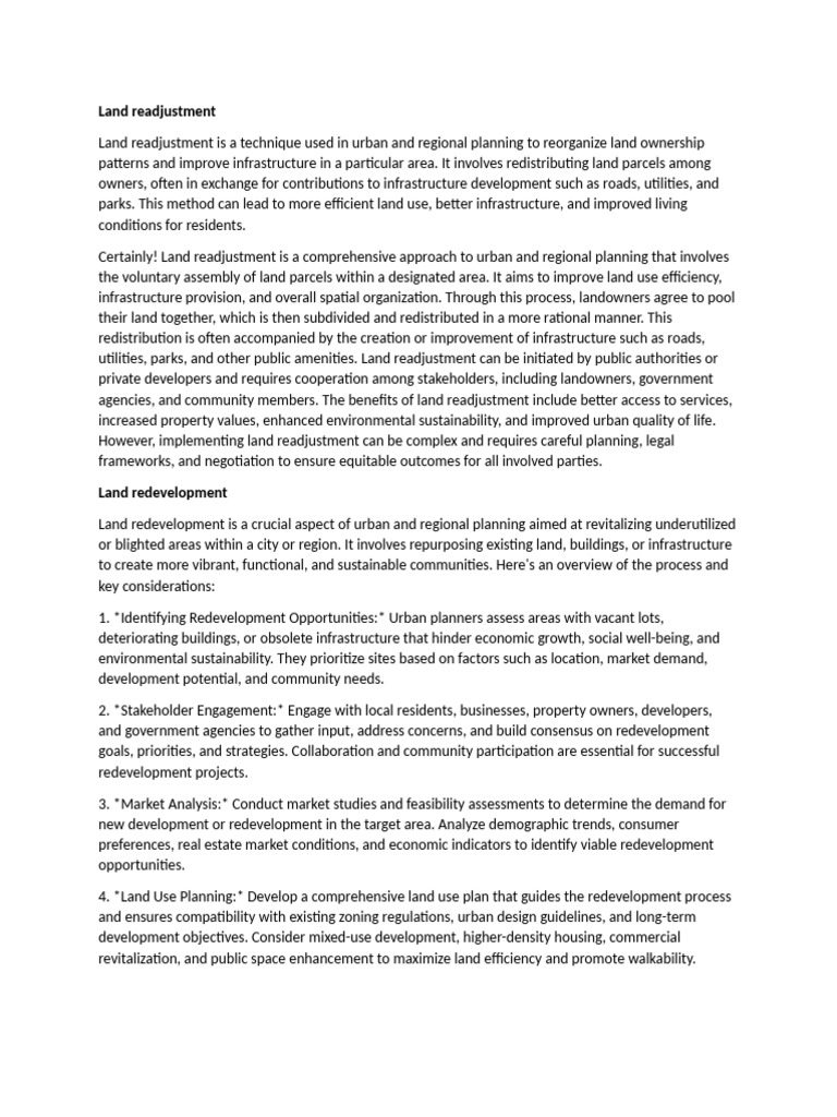 Land readjustment | PDF | Infrastructure | Climate Resilience