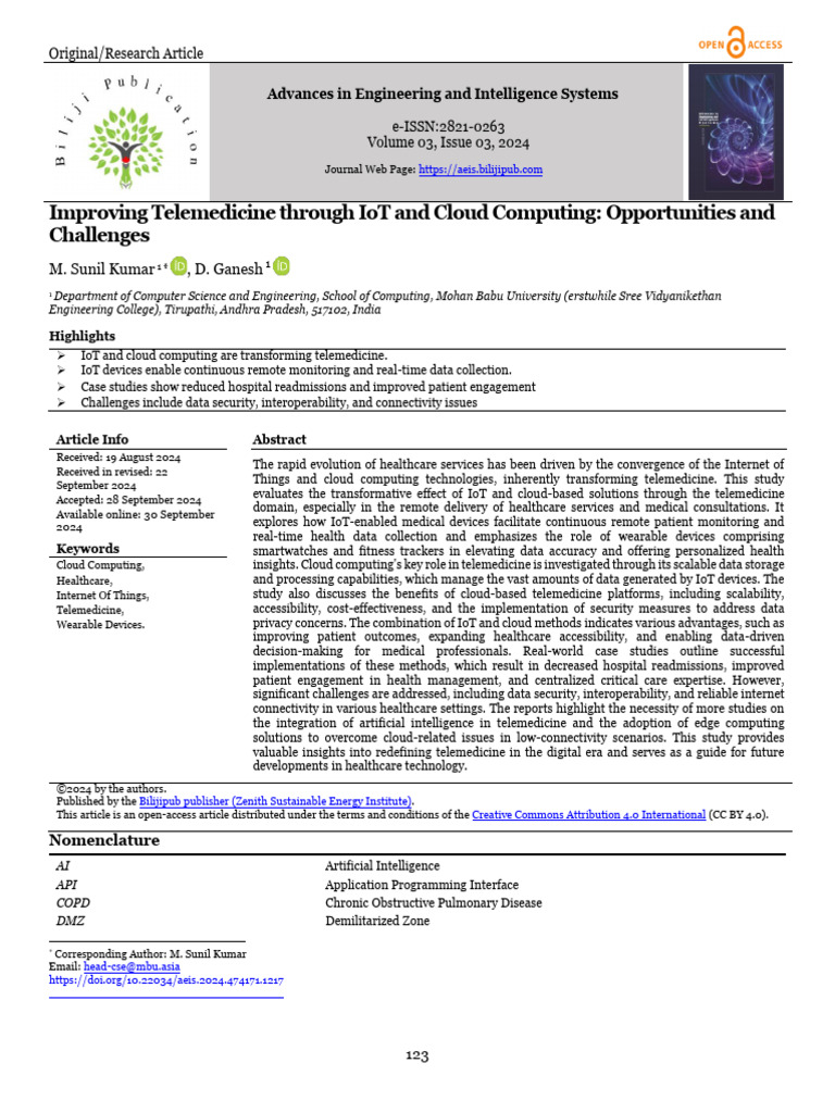 Improving Telemedicine Through IoT and C | PDF | Internet Of Things ...