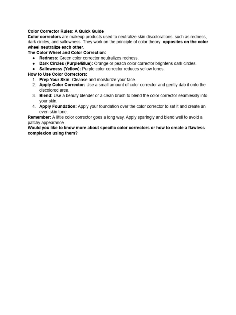 Color Corrector Application Guide | PDF