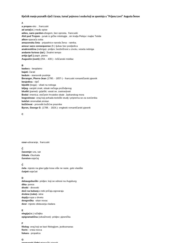 Rjecnik Prijana Lovre | PDF