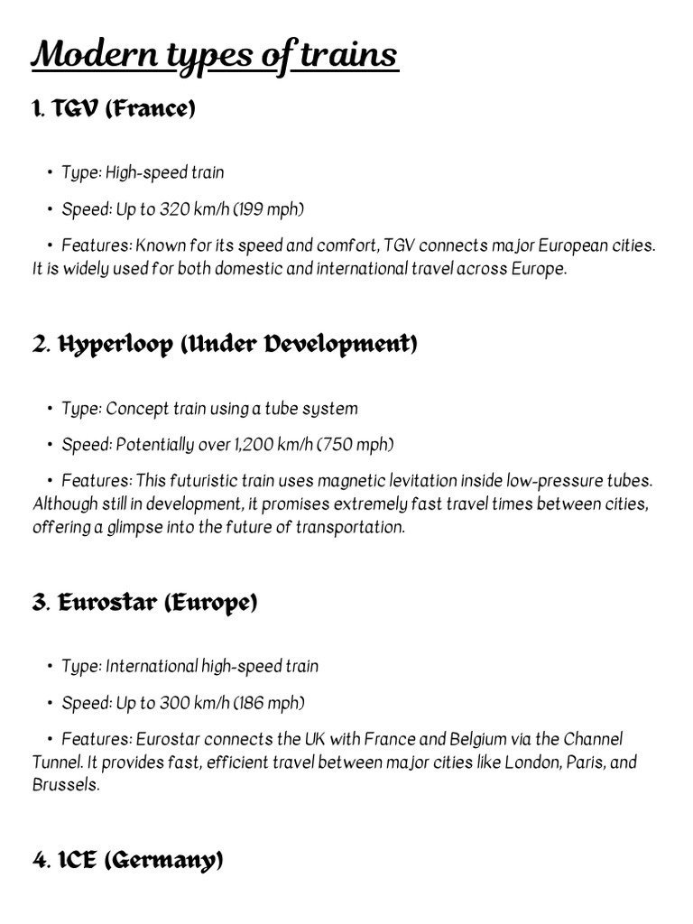 Modern High-Speed Train Types | PDF