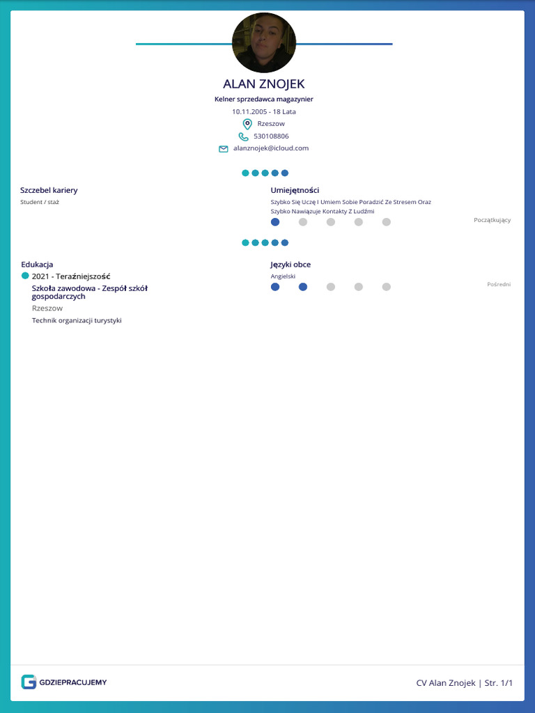 Gdziepracujemy CV Alan Znojek 5 | PDF