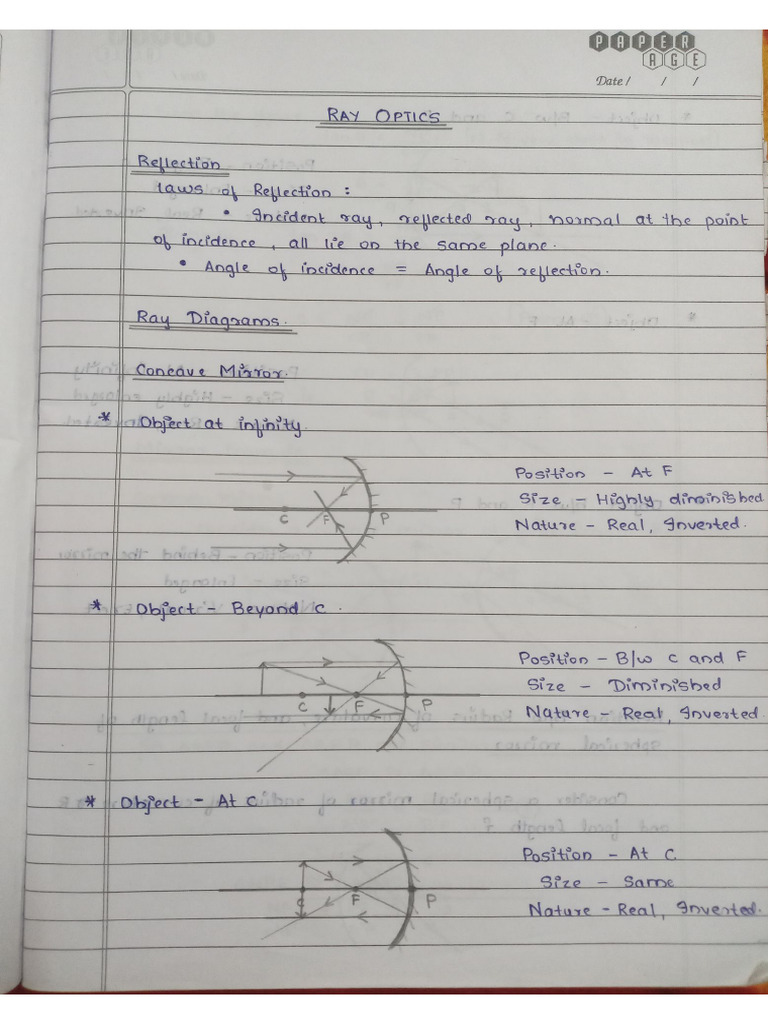 Ray Optics Note | PDF