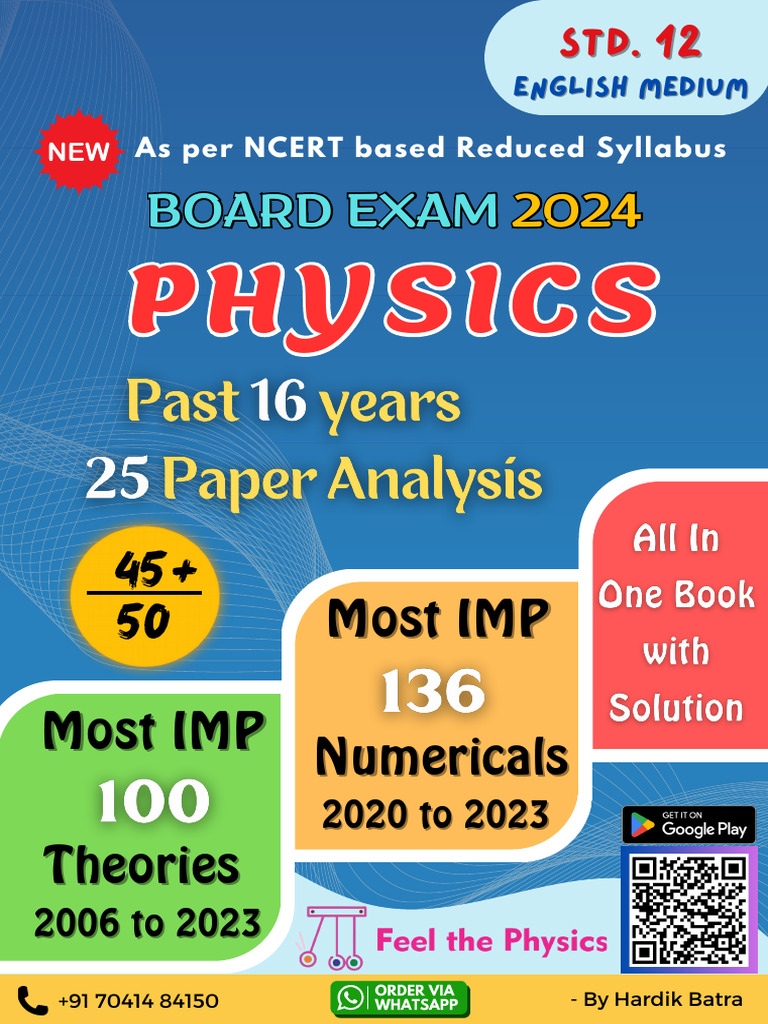 Most Important Physics MCQs 2024 | PDF | Inductor | Atoms