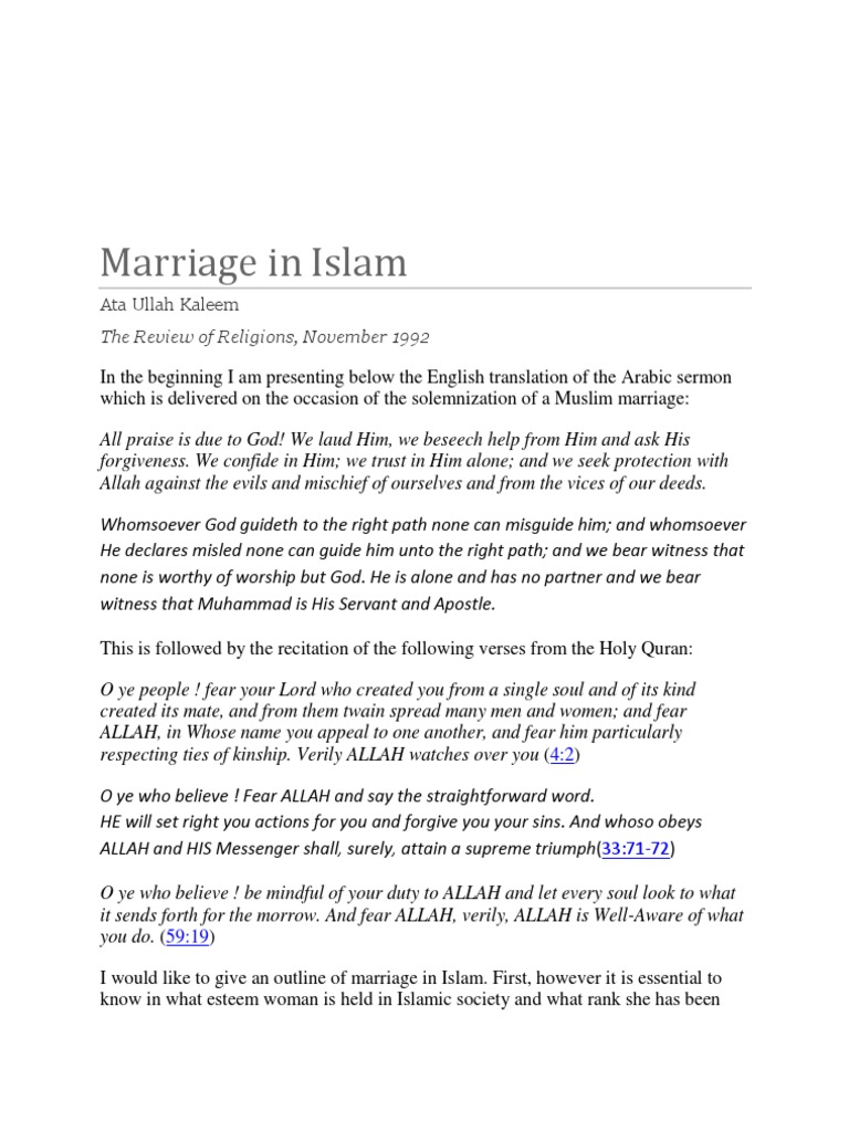 Marriage Principles in Islam | PDF | Marriage | Muhammad