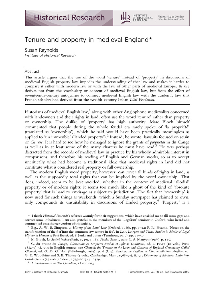 Understanding Tenure in Medieval England | PDF | Feudalism | Baron