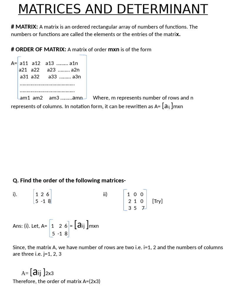 HPI-5 Matrix & Determinant | PDF | Matrix (Mathematics) | Mathematics