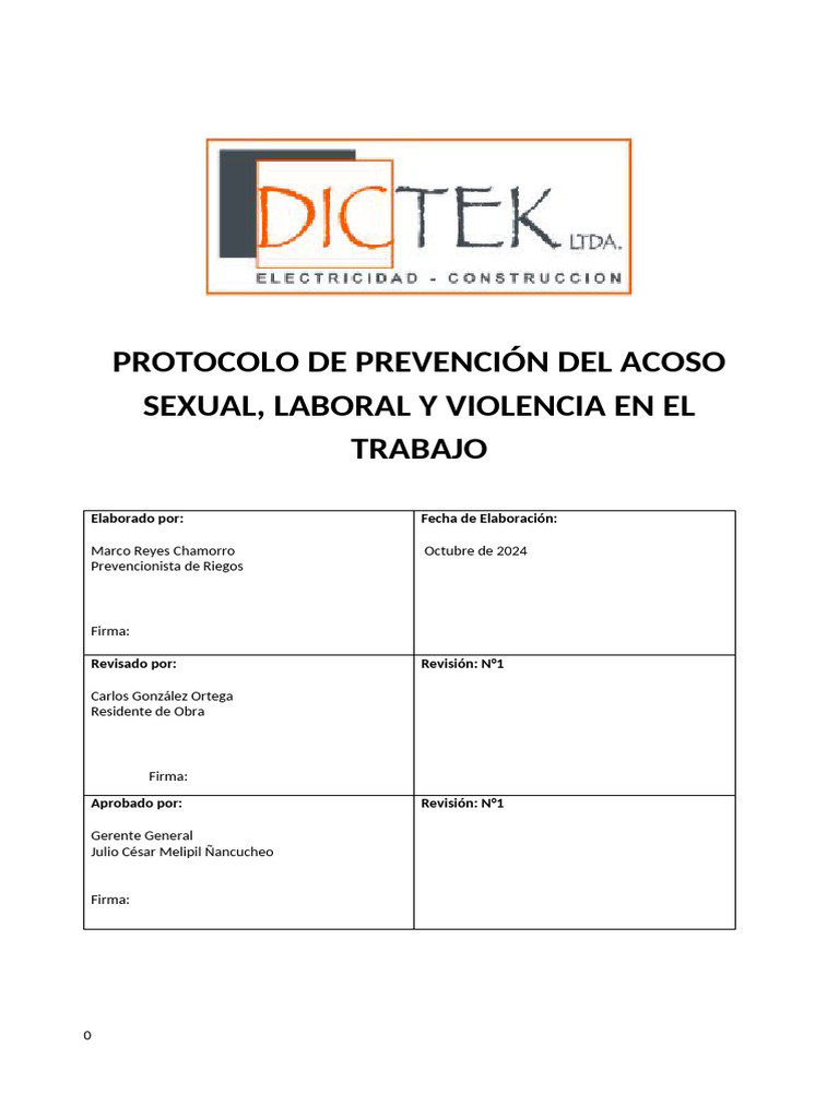 Protocolo de Prevencion Del Acoso Sexual, Laboral y La Violencia en El ...