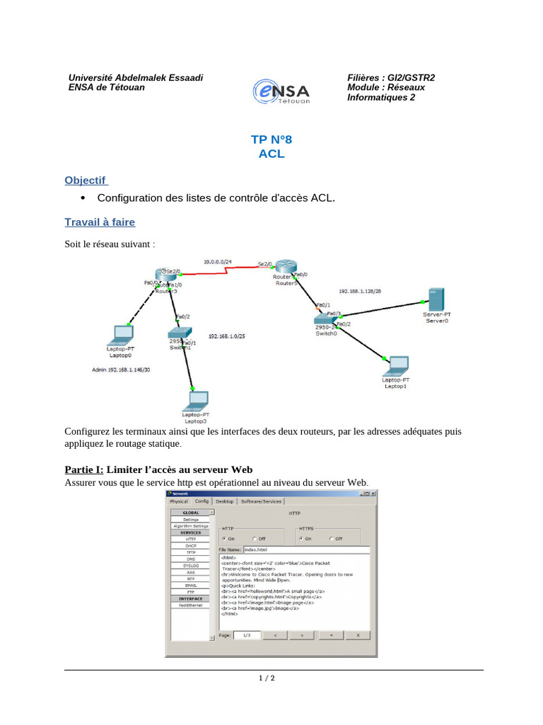 Configuration des ACL dans un réseau | PDF