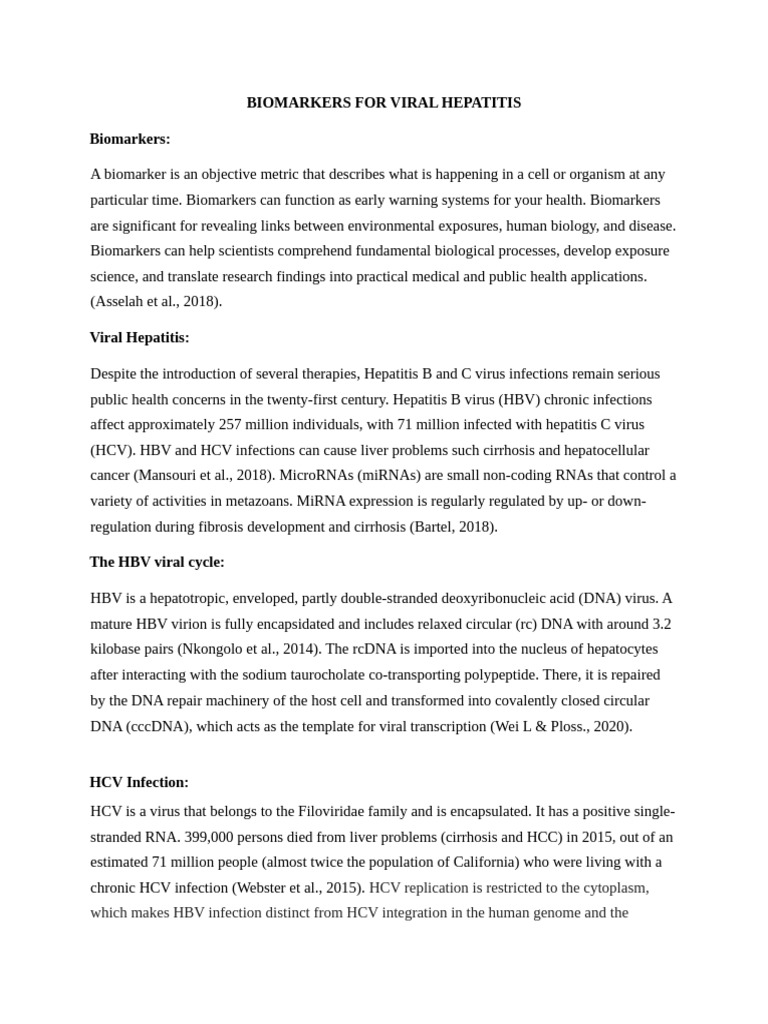 Biomarkers For Viral Hepatitis Paraphrased | PDF | Micro Rna | Rna