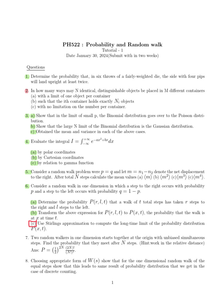 Stat Mech A-1 | PDF | Poisson Distribution | Teaching Mathematics