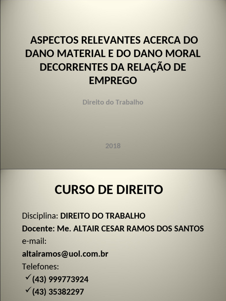 Aula 2 - Aspectos Relevantes Acerca Do Dano Material e Moral No Direito ...