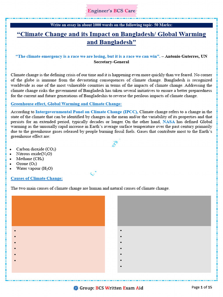 Climate Change Impact on Bangladesh | PDF | Climate Change | United ...