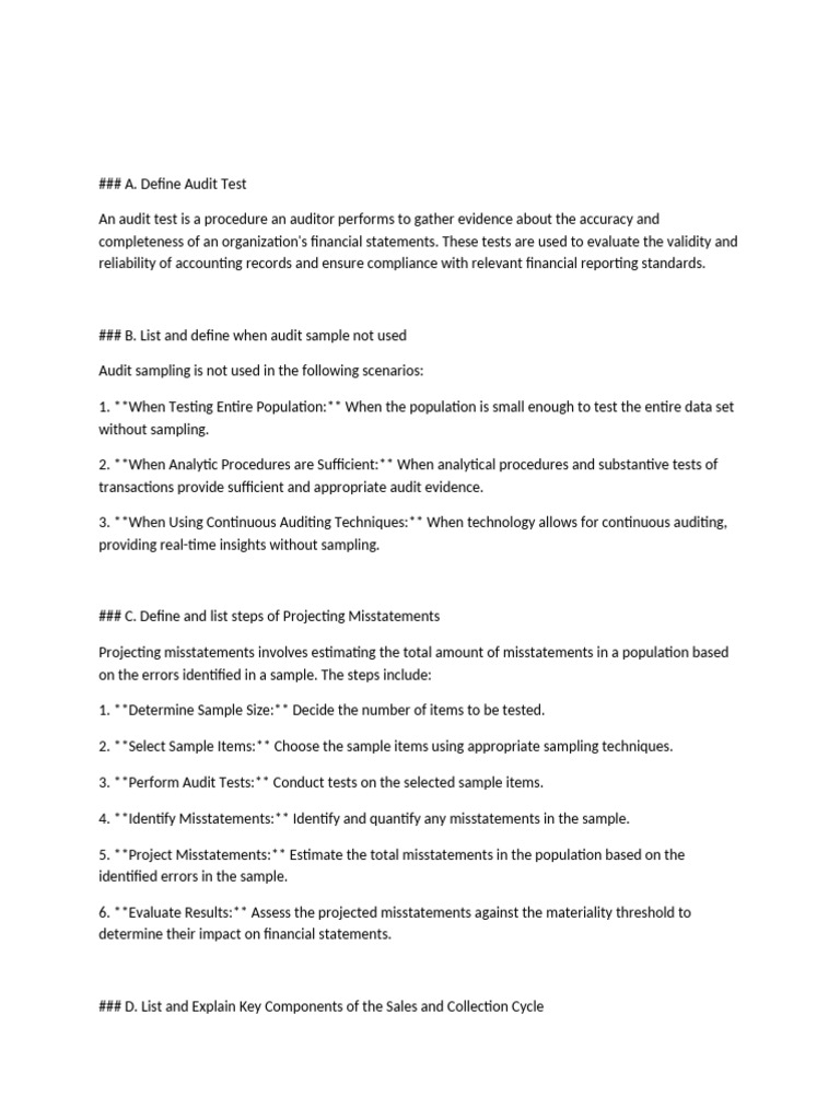 Audit Tests and Sales Cycle Procedures | PDF | Audit | Financial Services