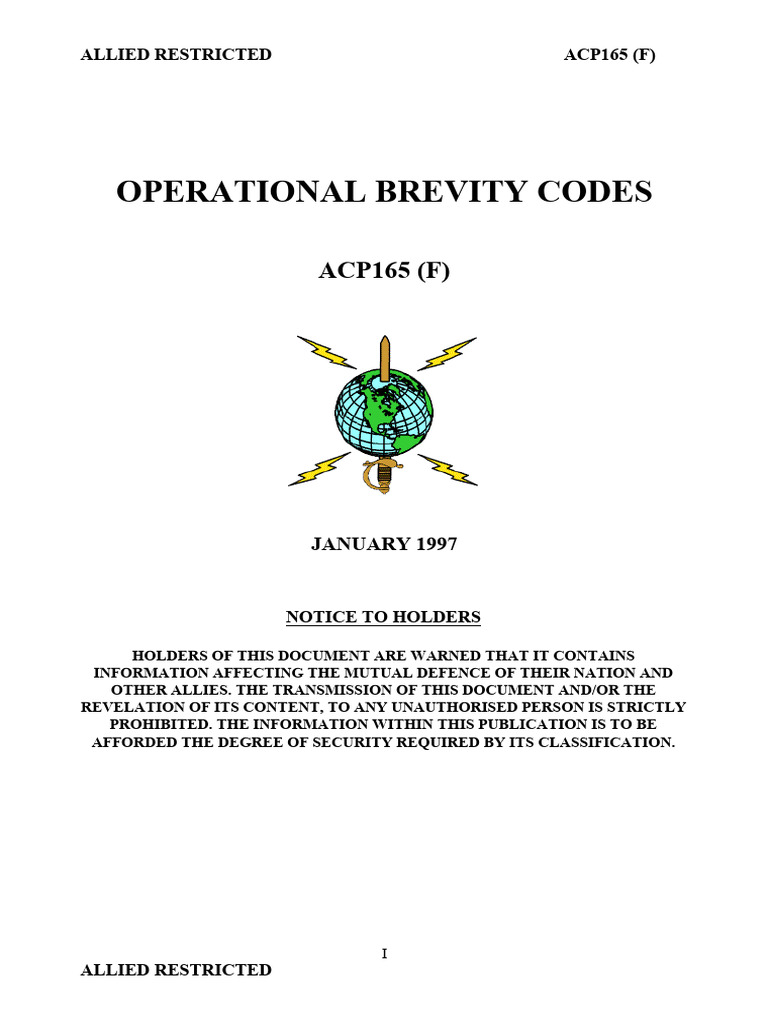 Operational Brevity Codes ACP165 (F) | PDF | Anti Submarine Warfare ...