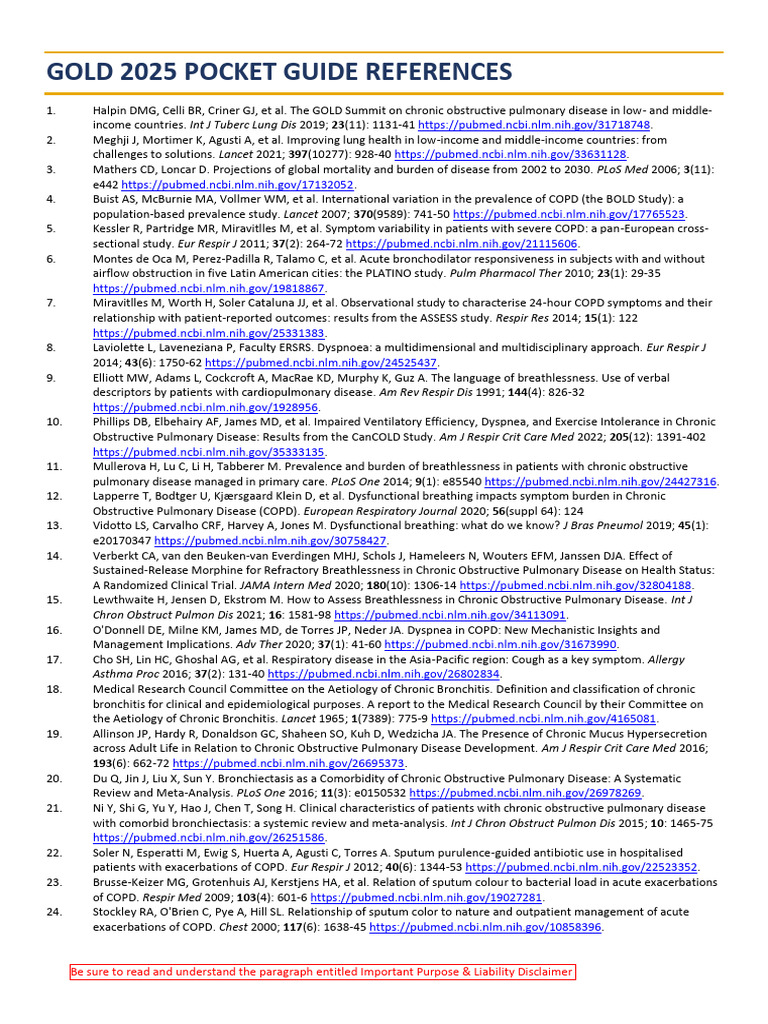 GOLD 2025 COPD Pocket Guide | PDF | Chronic Obstructive Pulmonary ...