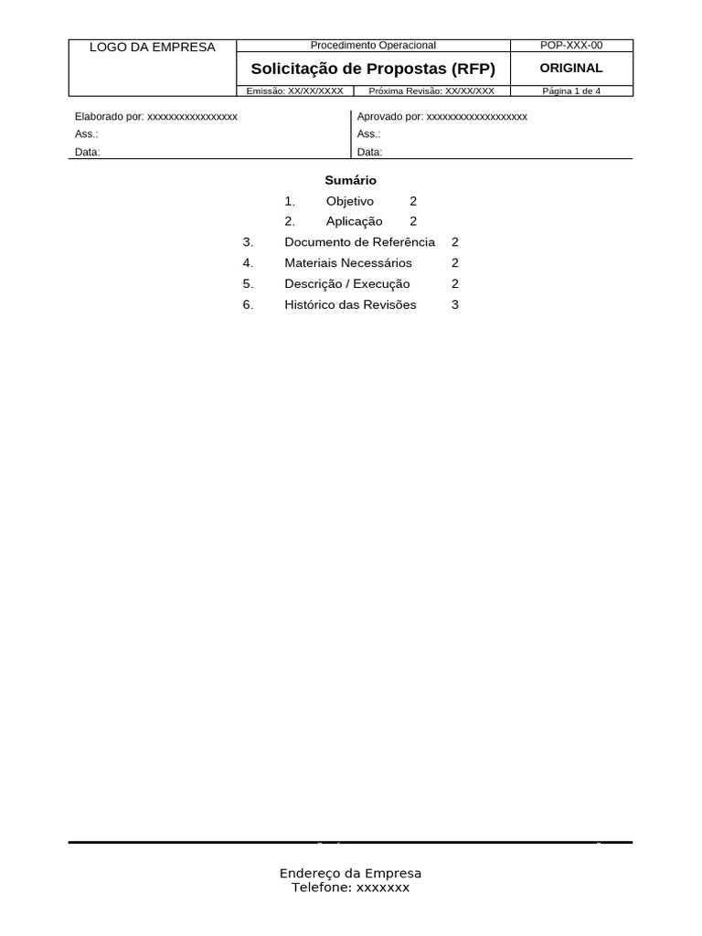 Procedimento para Solicitação de Propostas | PDF | Qualidade (negócios ...