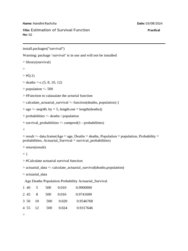 SMG Estimation of Survival Function | PDF | Mathematical And ...