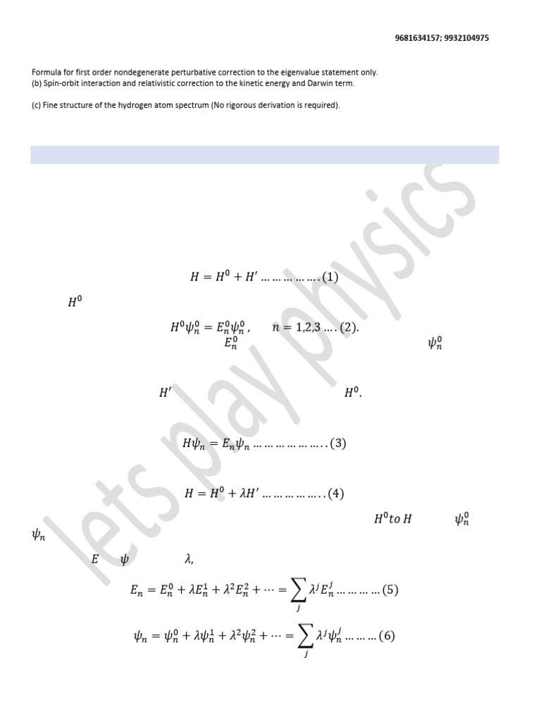 Perturbation Theory in Quantum Mechanics | PDF | Perturbation Theory ...